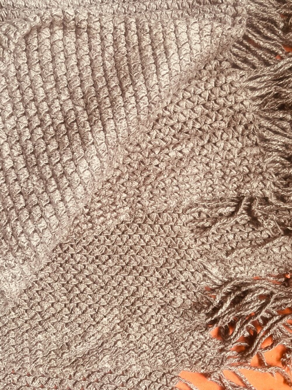 Silky chocolate brown throw, fringed, 6' x 4'